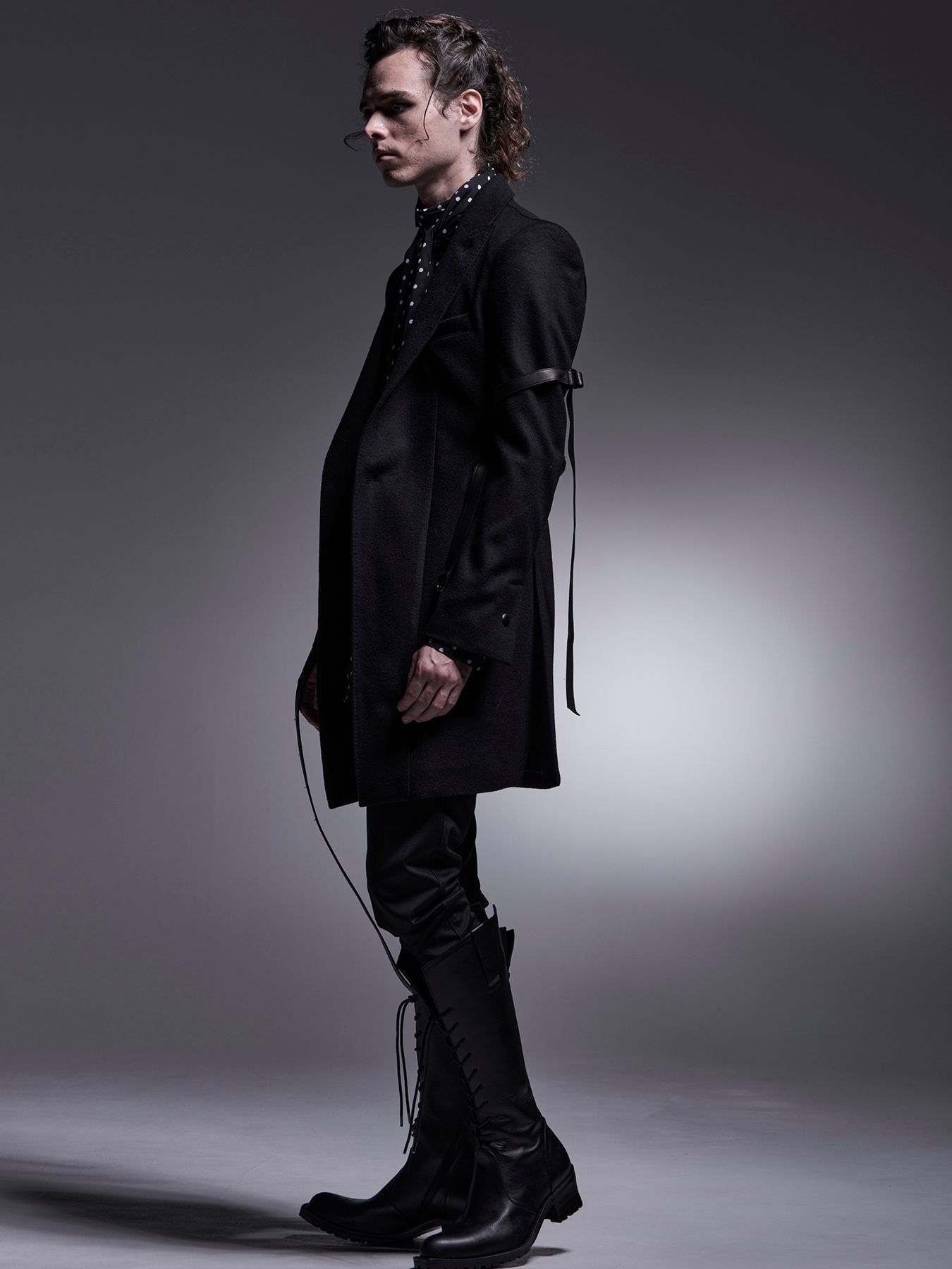 【予約品 7月13日(日) 締切】Belted Peaked Jacket / ベルテッドピークドラペルジャケット / ブラック