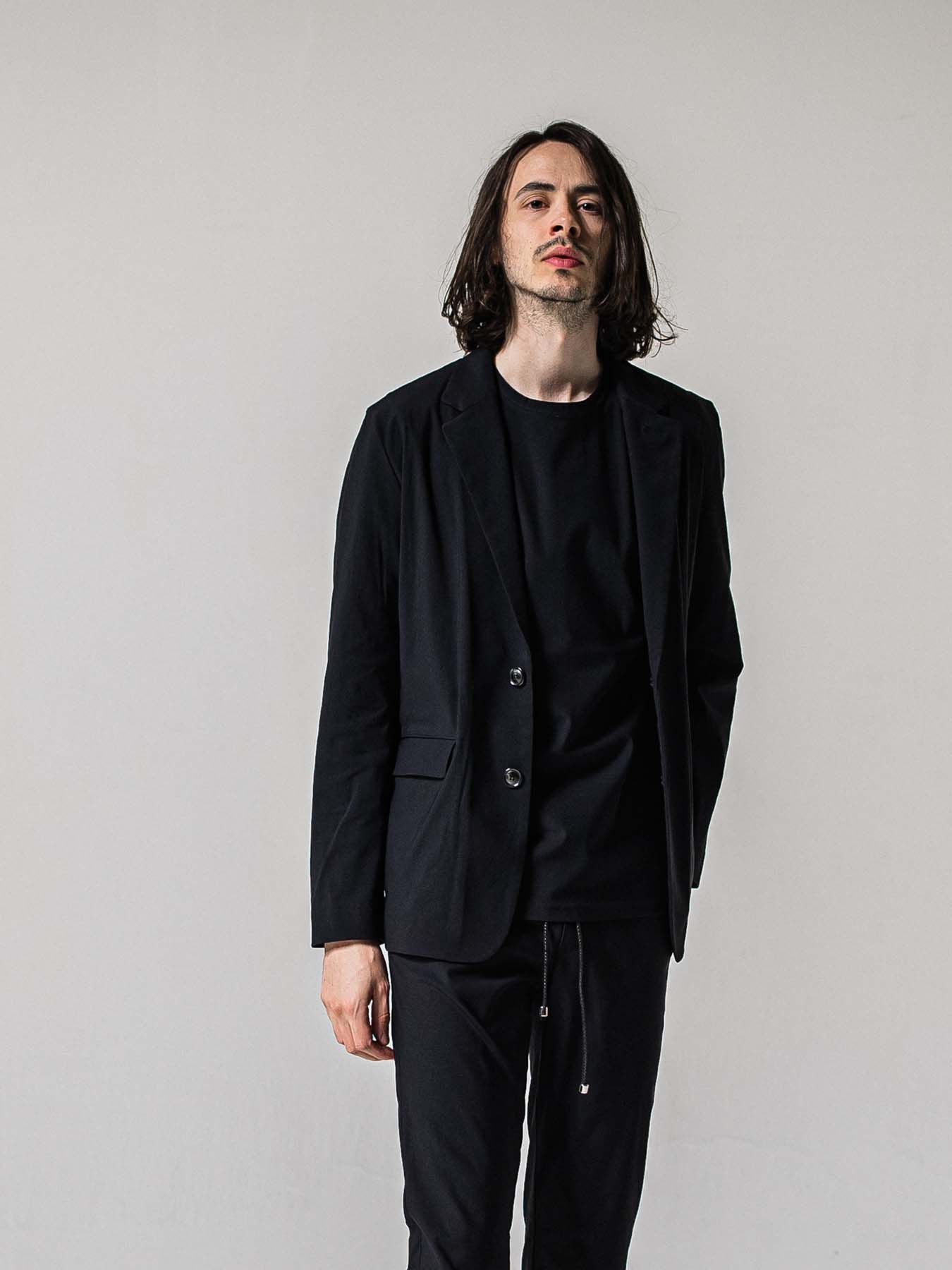 【予約品 11月16日(日) 締切】GARY LOOSE JACKET / ルーズフィット ジャージ テーラードジャケット / ナイロンブラック