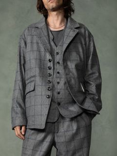 【予約品 7月5日(日) 締切】PEAK-JACKET windowpane / ウィンドーペイン ウールジャケット / グレーチェック
