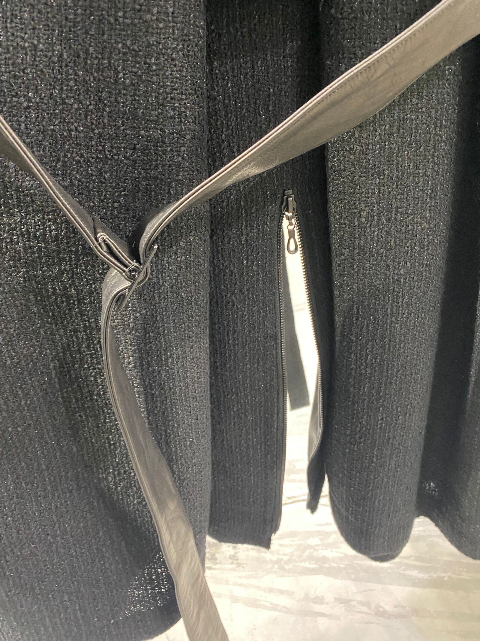 《予約品》ツイード＆袖革 W-RidersLongCoat / Wライダーズロングコート/ ブラック 【kiryuyrik】 10月中旬以降入荷予定