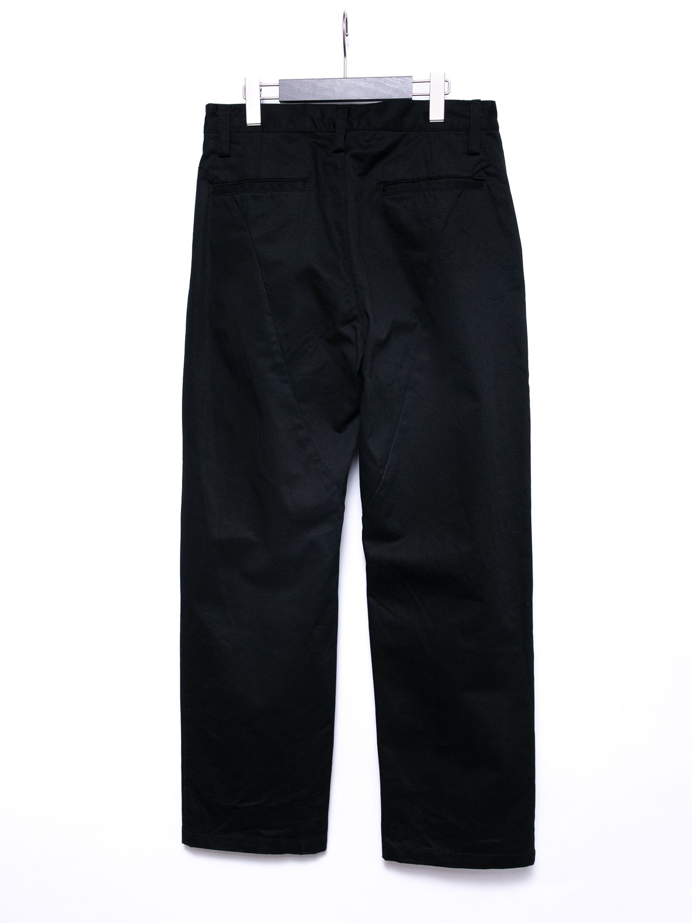 【予約品 4月6日(月) 締切】Cotton High-count Chino cloth Wide Tapered Pants / コットン ハイカウント チノクロス ワイドテーパードパンツ / ブラック