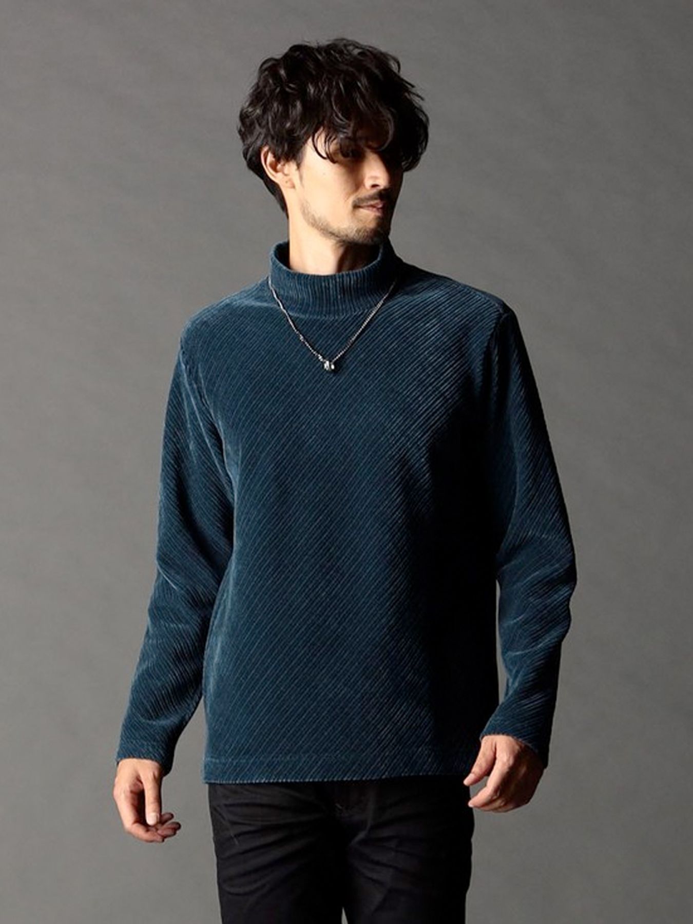 モールバイヤス モックネックプルオーバー / ブルー【NICOLE CLUB FOR MEN】