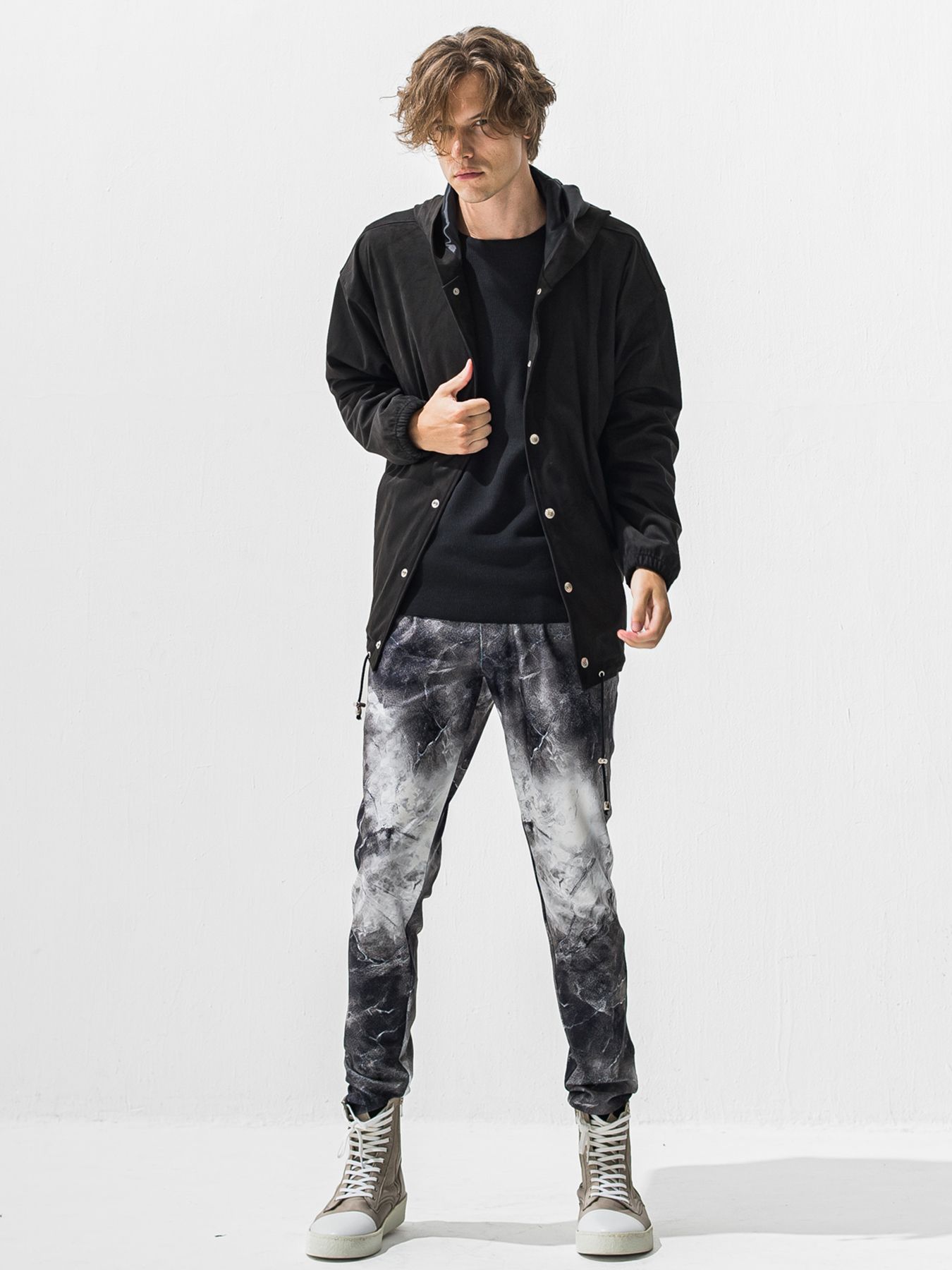 【予約品 9月6日(日) 締切】VELOURS FLEECE NEO THERMAL / 裏起毛 ハニカムサーマル ロングスリーブTシャツ / ブラック