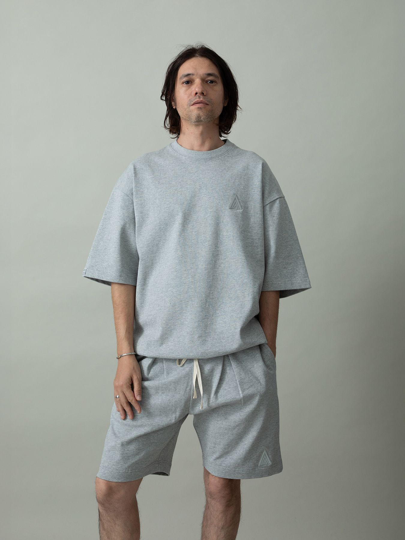 【予約品 2月1日(日) 締切】HEAVYJERSE spiky / ロゴ刺繍 Tシャツ / 杢グレー×グレー