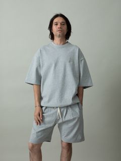 【予約品 2月1日(日) 締切】HEAVYJERSE spiky / ロゴ刺繍 Tシャツ / 杢グレー×グレー