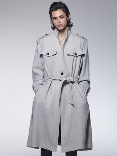 《予約品》 StandCollarDrapeCoat / スタンドカラードレープコート / ライトグレー 【kiryuyrik】 10月以降入荷予定