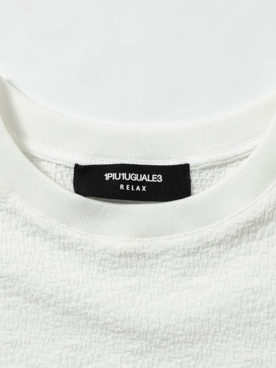 クレープニットロゴ半袖Tシャツ / ホワイト