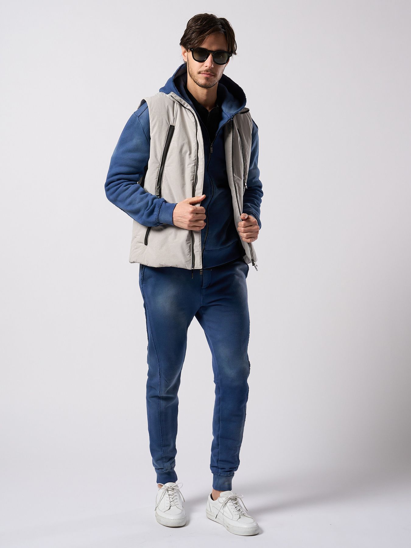 【予約品 4月19日(日) 18時締切】fade switching rib sweat pants / フェードスイッチング リブスウェットパンツ / フェードネイビー