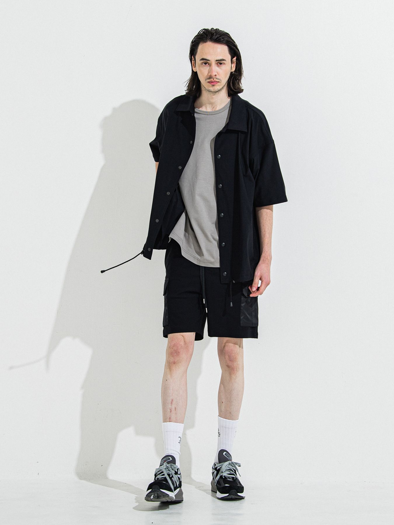 【予約品】NYLON HALF COACH JACKET / ナイロンハーフコーチジャケット / ブラック