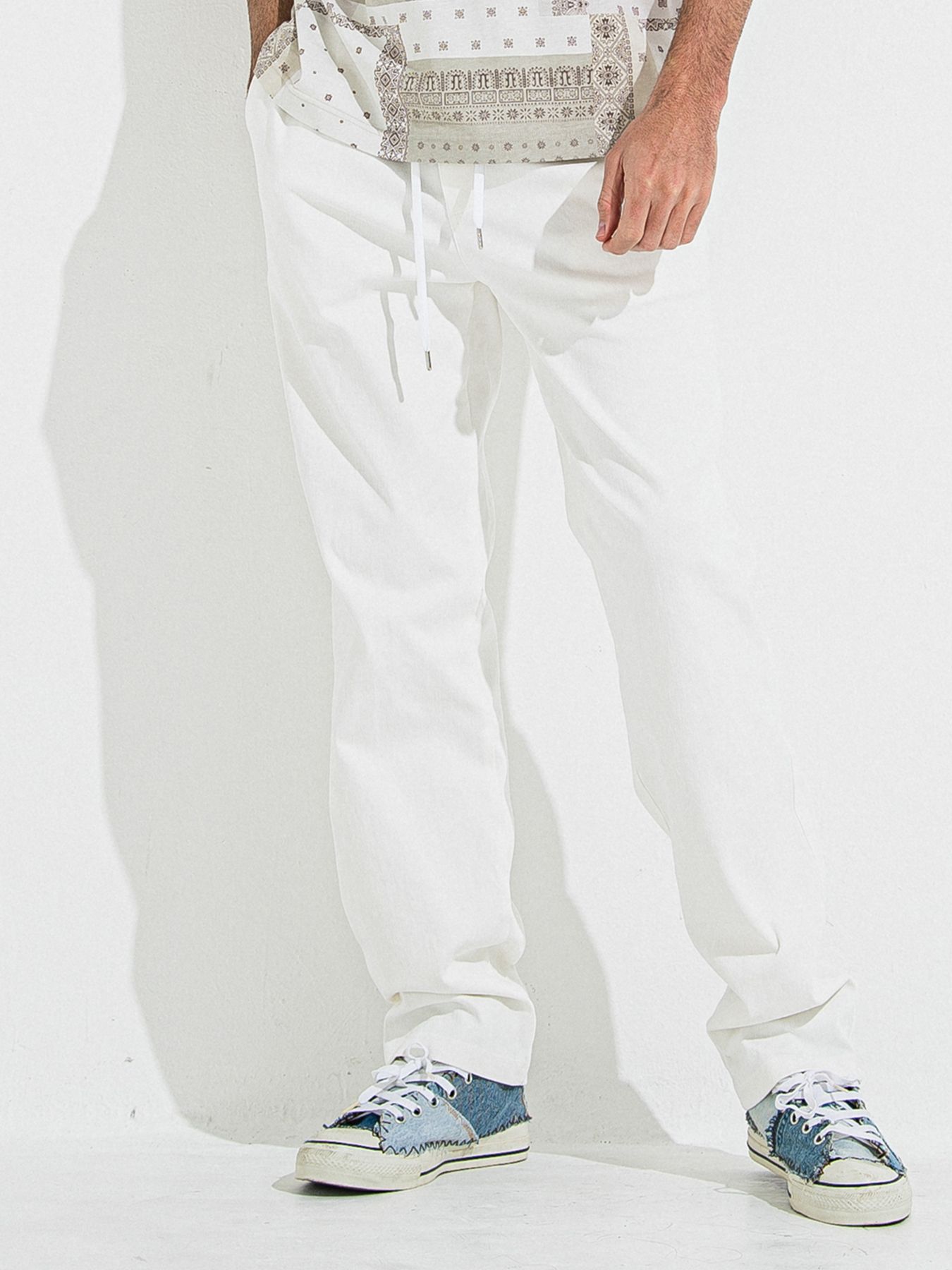 DENIM JERSEY WIDE PT / デニムジャージワイドパンツ / ホワイト