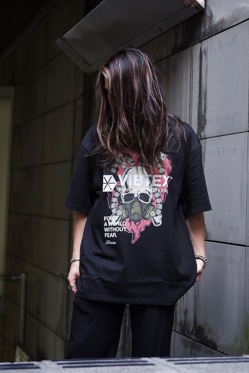 VIBTEX GASMASK SKULL BIG-T / ブラック 【Roen】
