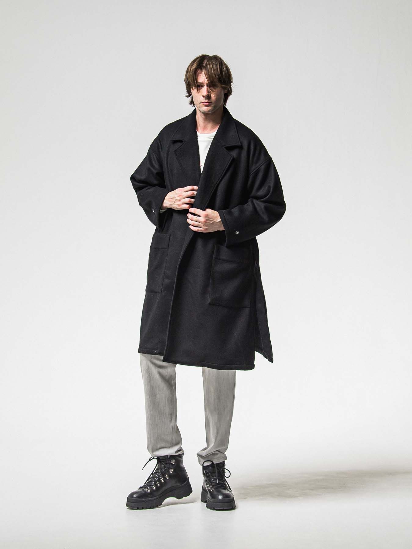 【予約品 】GOWN OVER COAT / ガウンオーバーコート / ブラック