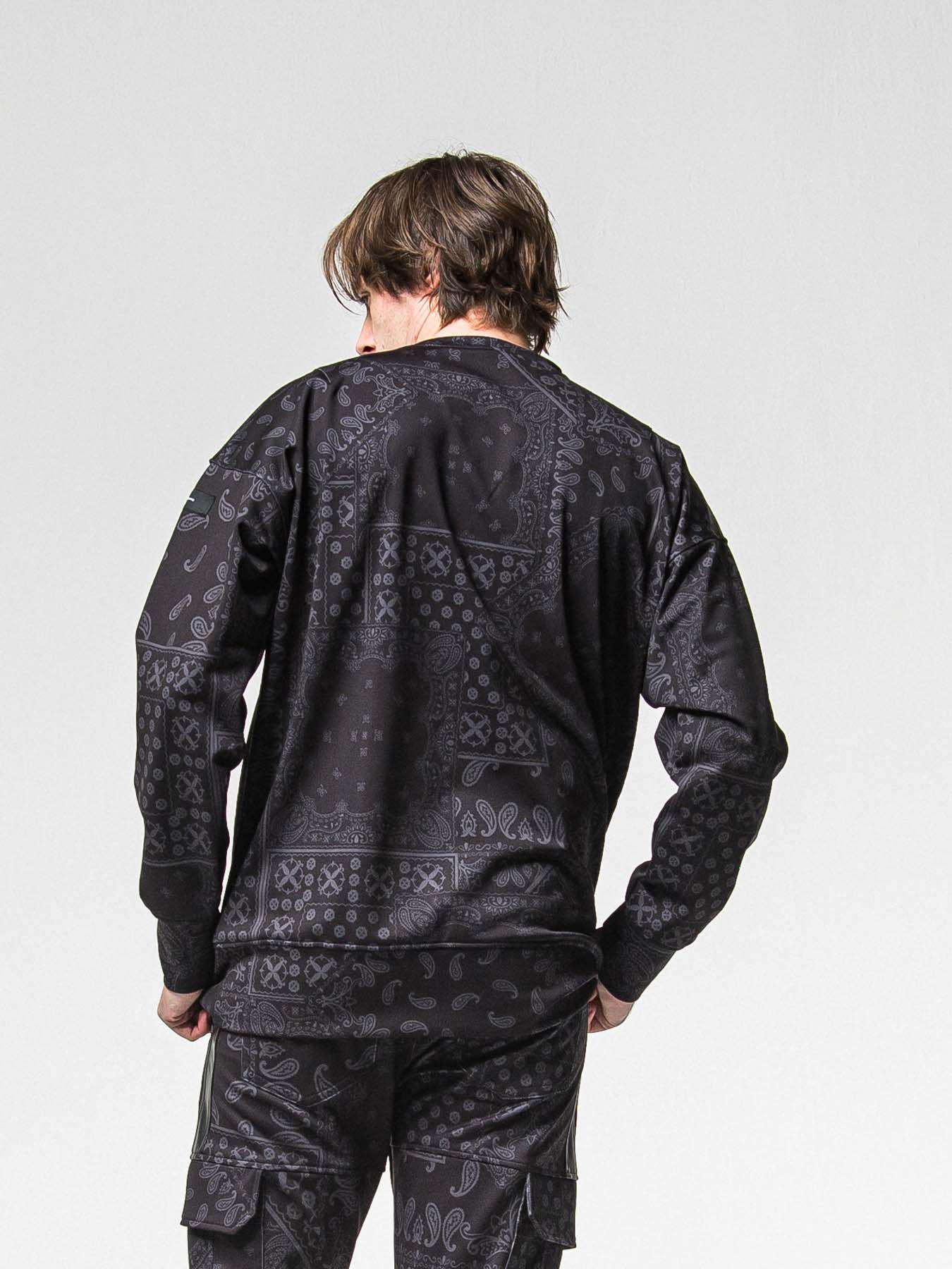 【予約品 8月31日(日) 締切】PAISLEY BACK FLEECE DROP TRAINER / ペイズリー バックフリース ドロップショルダートレーナー / ブラック