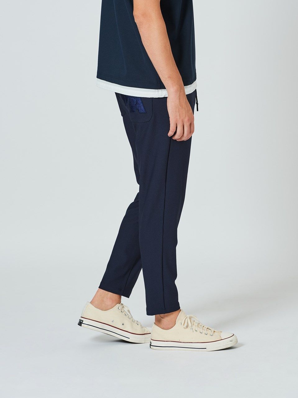 (予約品2023年10月19日18時締め) muta  Stretch Seersucker Pants / イージーパンツ / ネイビー 【Acanthus×muta】