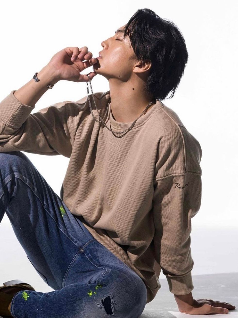 thermal loose trainer / 裏地特殊起毛ベロアフリーストレーナー / ベージュ 【RESOUND CLOTHING】