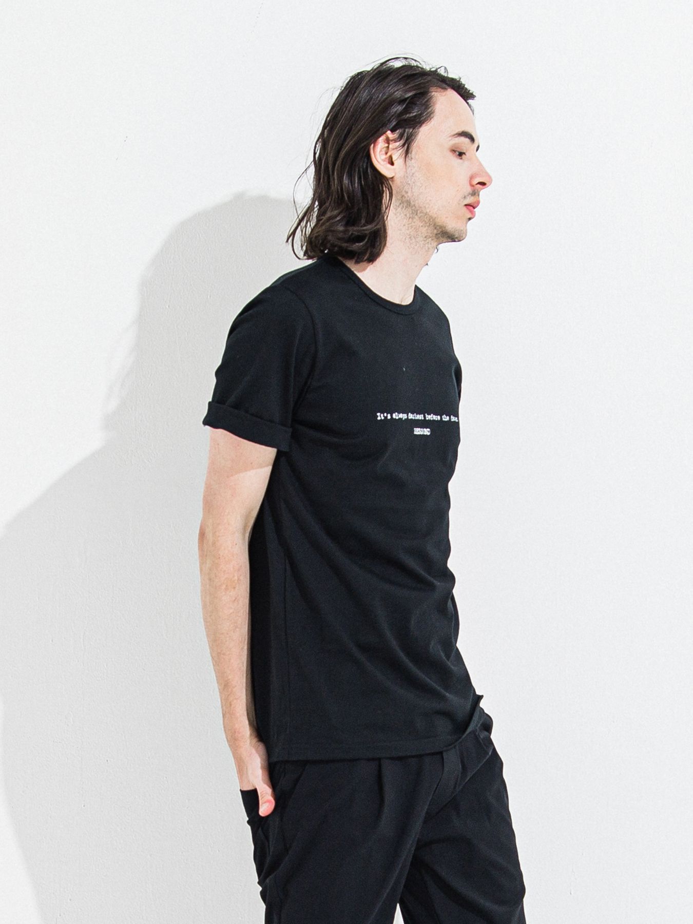 GIZA DAWN ROLL UP TEE / ギザドーンロールアップTシャツ / ブラック