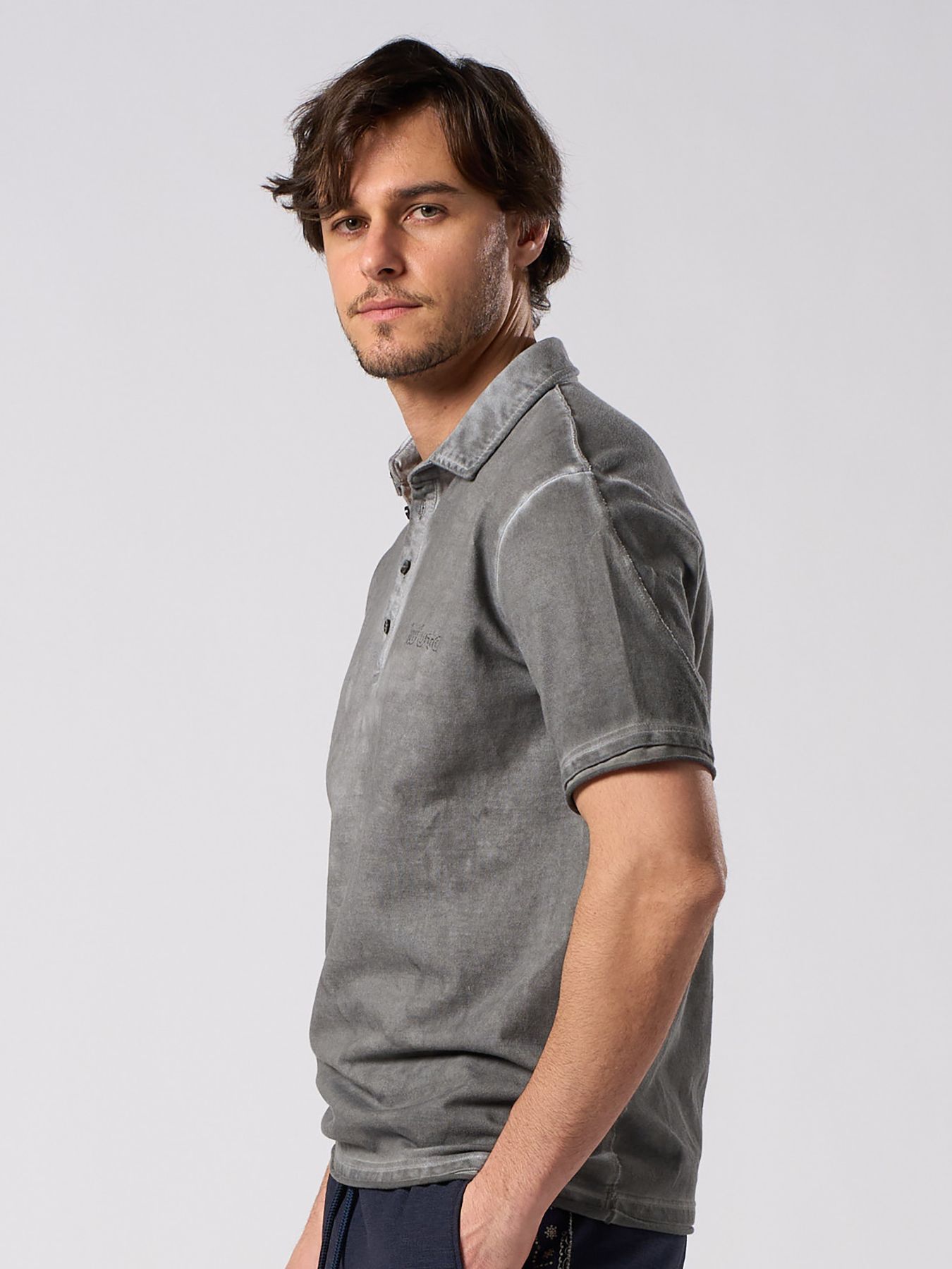 【予約品 1月25日(日) 締切】muta × wjk collection：cut-off polo S/S (printed) / カットオフ ポロ ショートスリーブ / ダークグレー