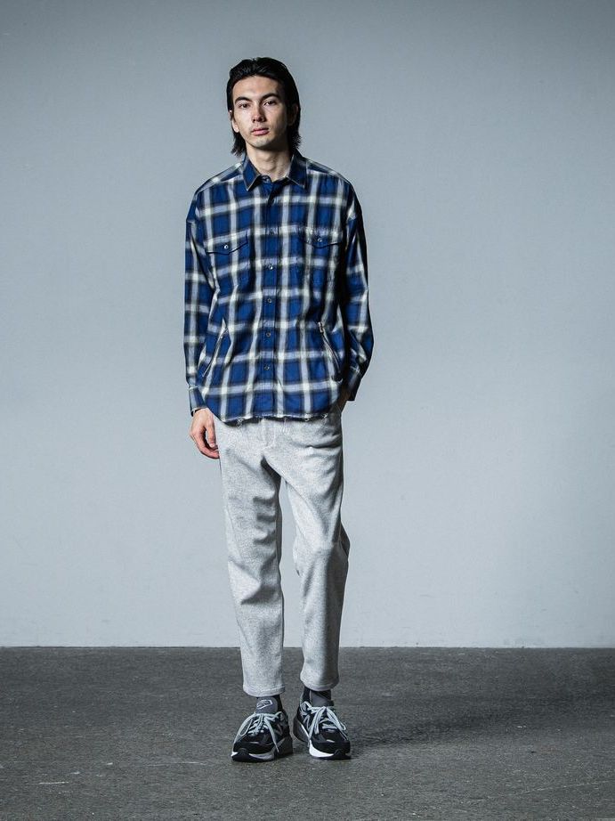 《予約品》 PAT WIDE EASY PANTS  / イージースラックス / グレー・メルトン