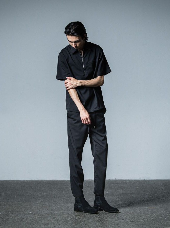 《予約品》 PULLOVER HALF SHIRT  / ハーフジップシャツ / ブラック