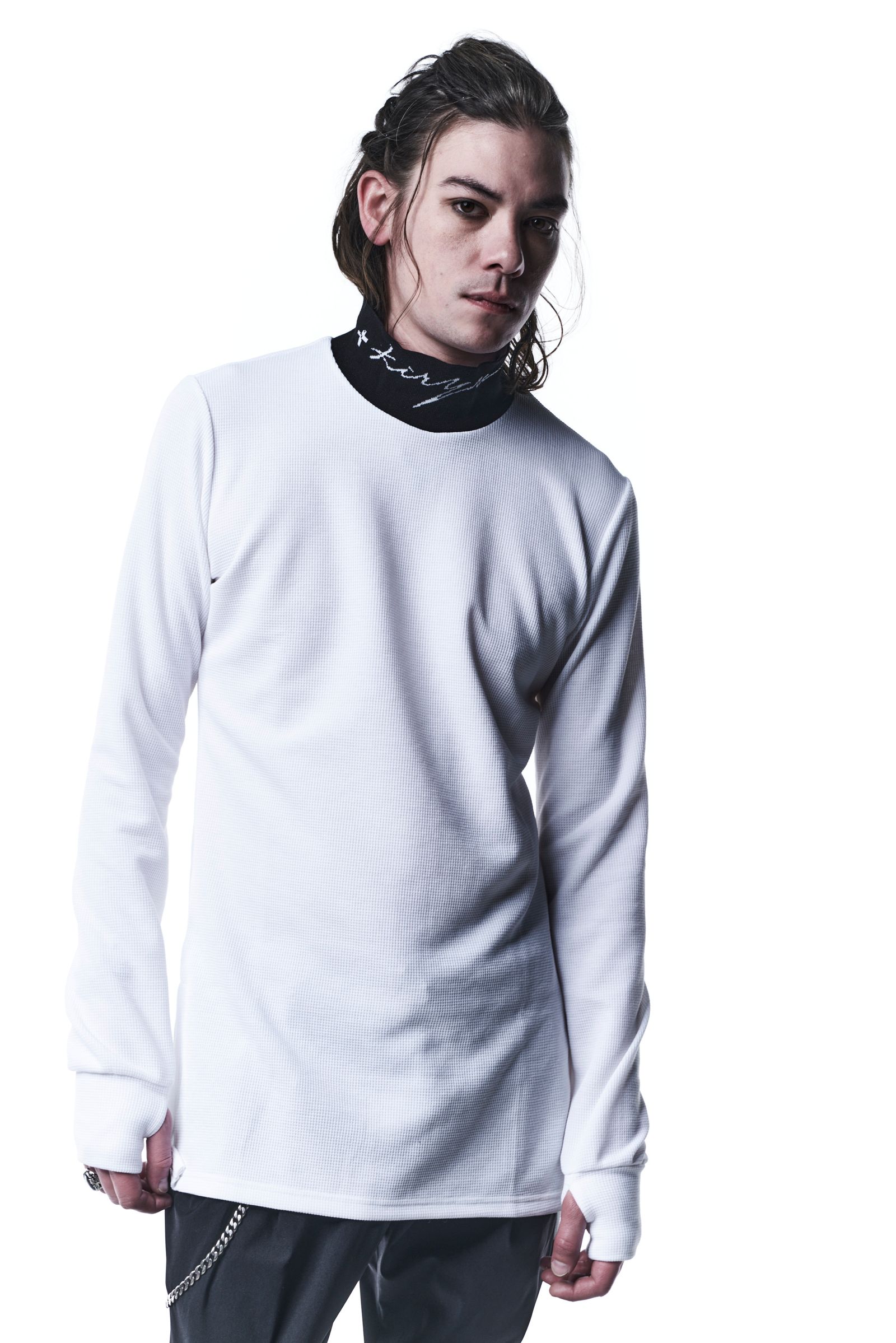 《予約品》 MockNeckLongSleevesT モックネックTシャツ Waffle / White 【kiryuyrik】 7月入荷予定