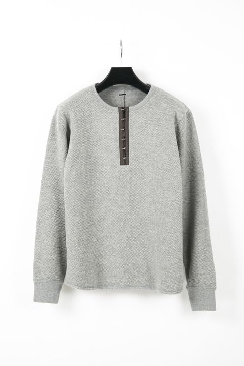 ローゲージストレッチ カノコダブル ジャージ ヘンリーネックTシャツ / GRAY 【STRUM】