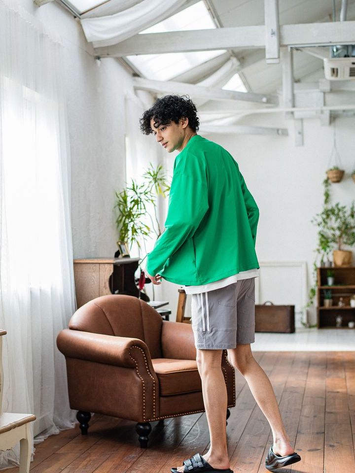 《予約品3月3日18：00締め》 RUSH  OVER  NO COLLAR JK / カーディガンジャケット / グリーン