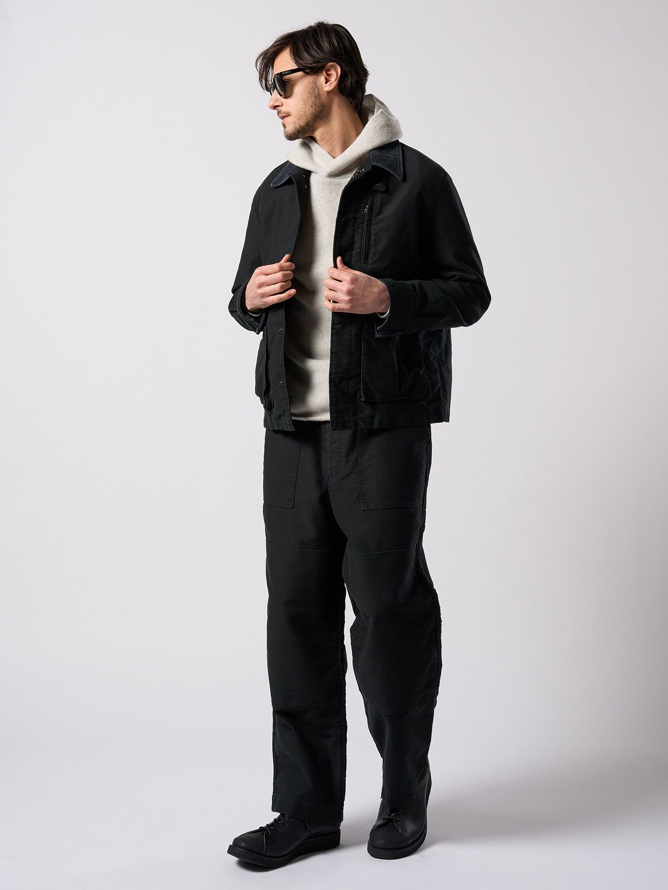 【予約品 4月19日(日) 18時締切】heavy moleskin short coverall jacket / ヘビーモールスキン ショートカバーオールジャケット / ブラック