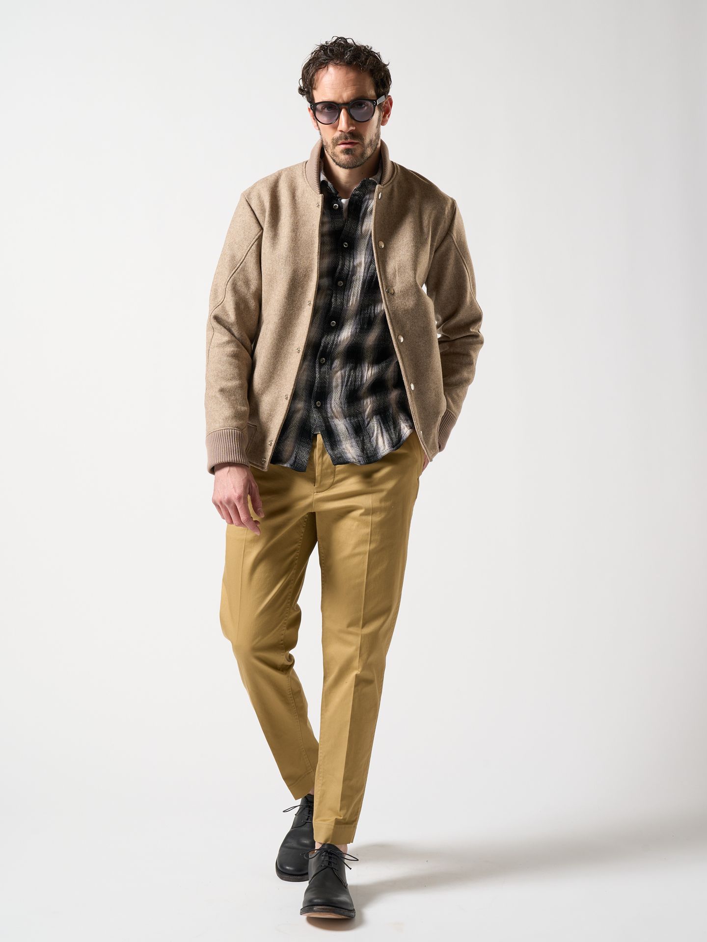 【予約品】 twist wrinkle check / シャツ / ブラック