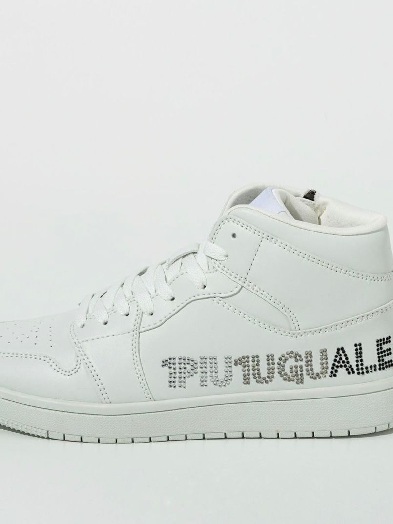 ラインストーンロゴハイカットスニーカー / ホワイトUSX-26007