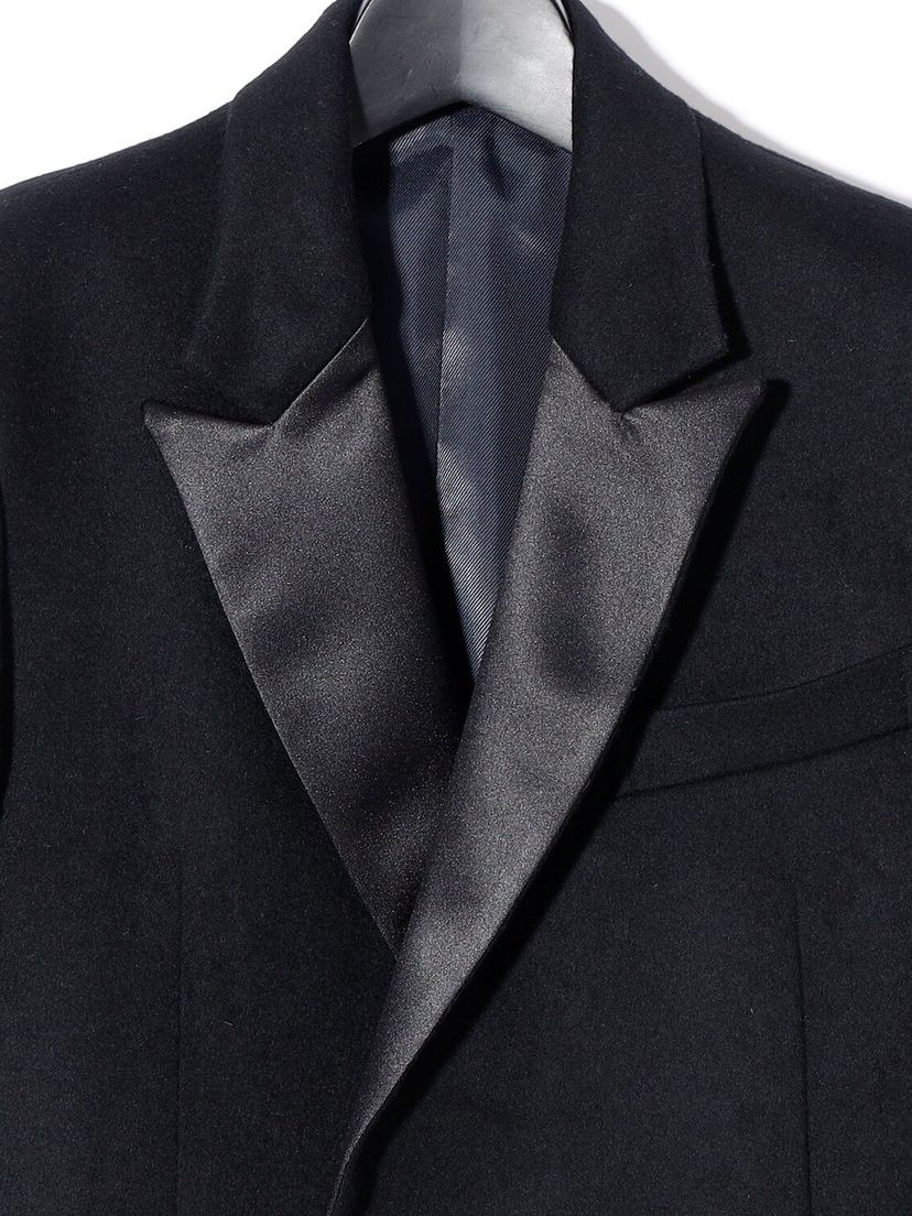 Lamb Beaver wool Changing Long Chester Coat / ブラック・襟サテン生地 【ys Yuji SUGENO】