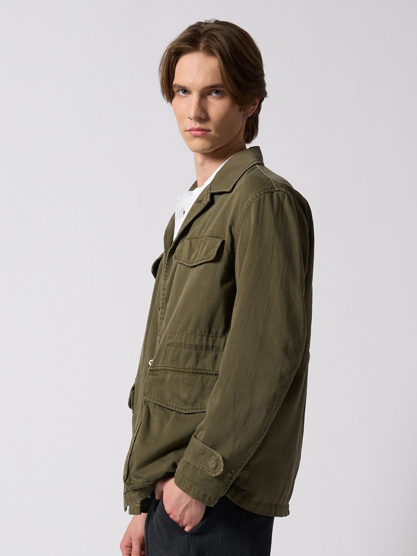 【予約品 4月19日(日) 18時締切】sulfur dyed M47 shirt / 硫化染め M47シャツ / フェードカーキ