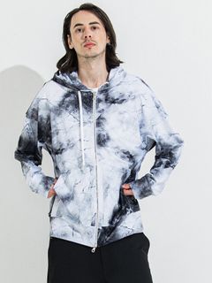 【予約品】RASH OVER ZIPUP HOODIE / ラッシュガード オーバーサイズジップアップパーカー / マーブルホワイト
