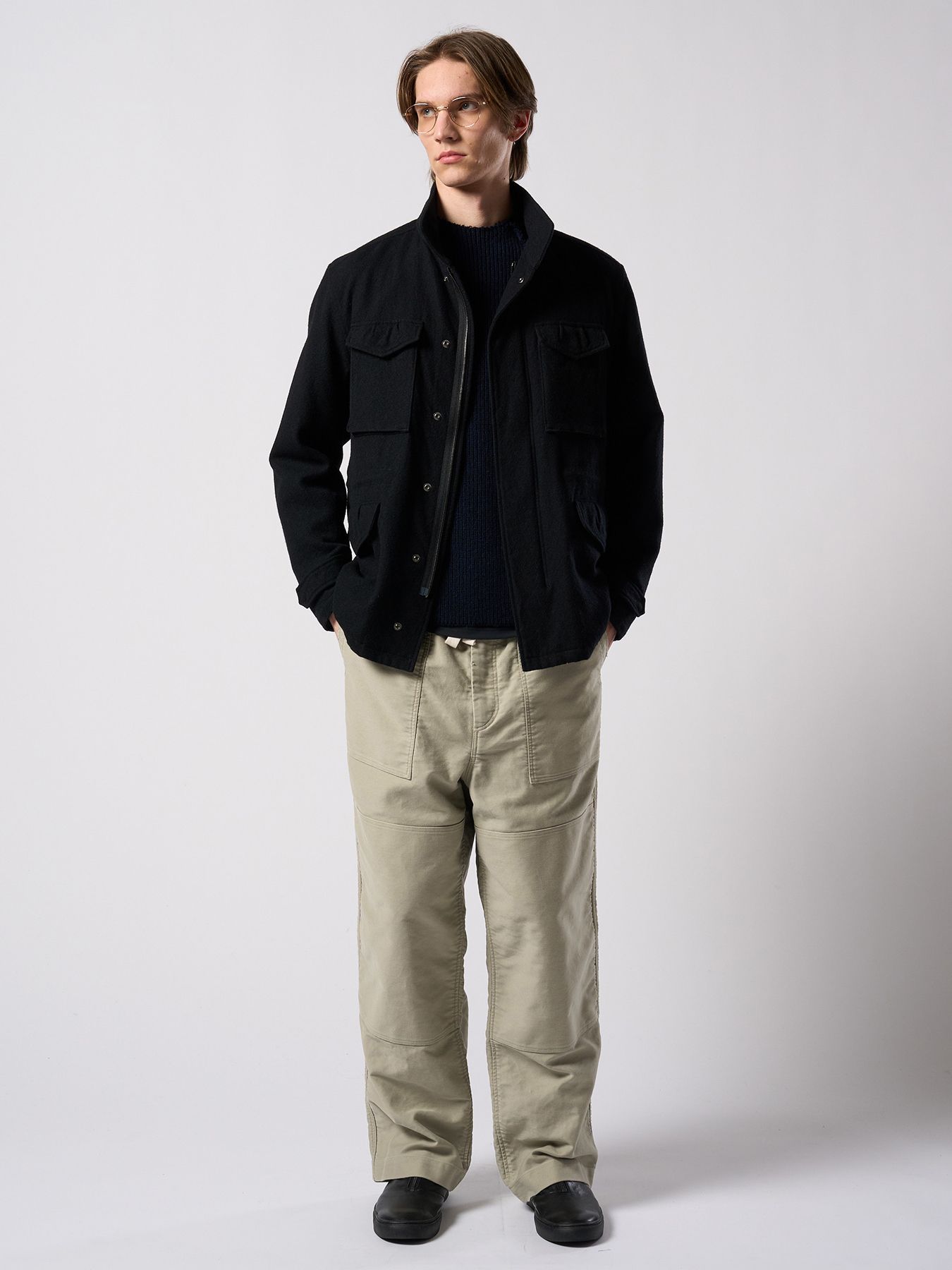 【予約品 4月19日(日) 18時締切】lomond×powder line high-neck knit / ライン ハイネックニット / ブラック