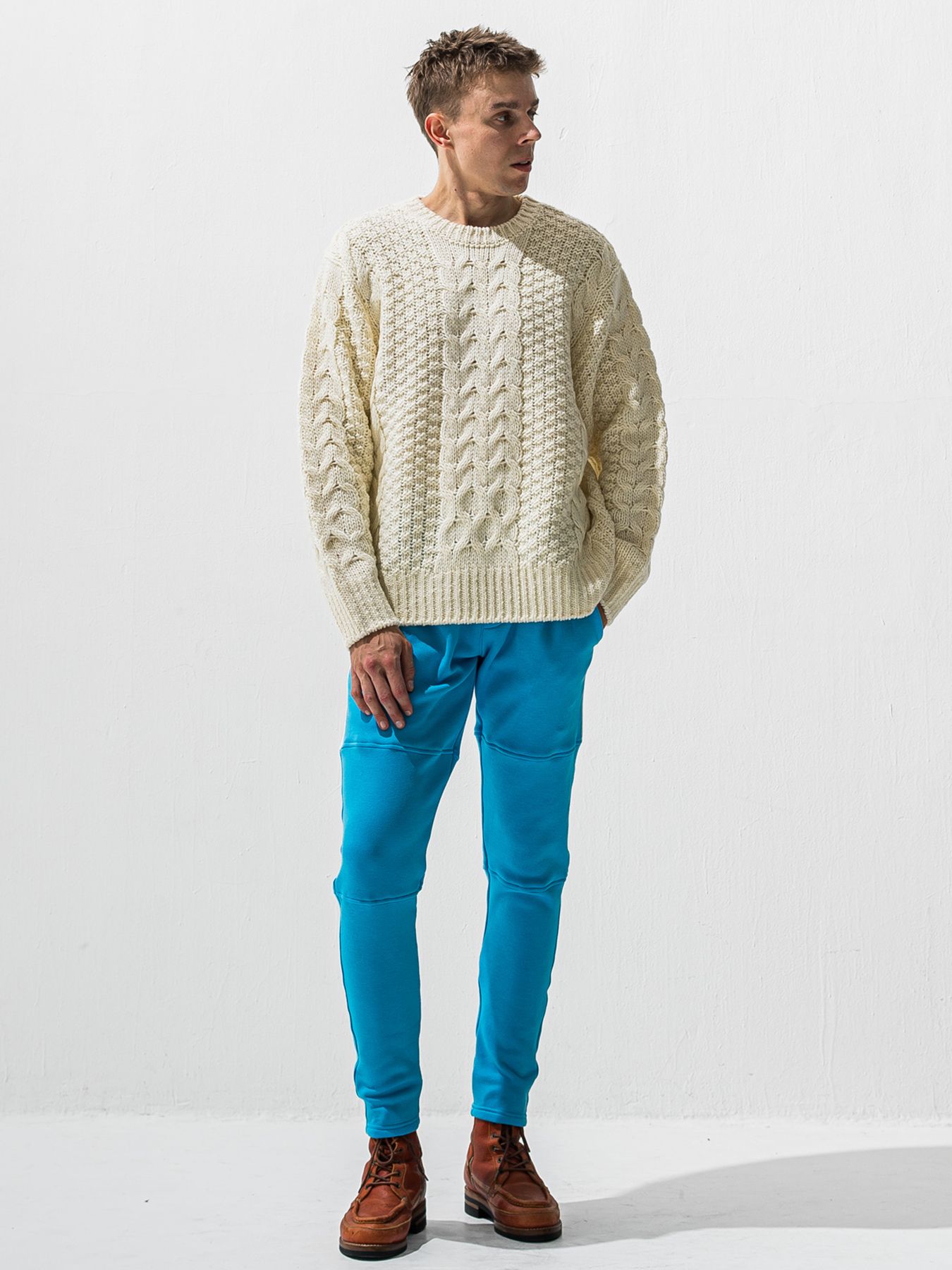 【予約品 9月6日(日) 締切】CABLE LAW SWEATER / ケーブル編みローゲージセーター / オフ