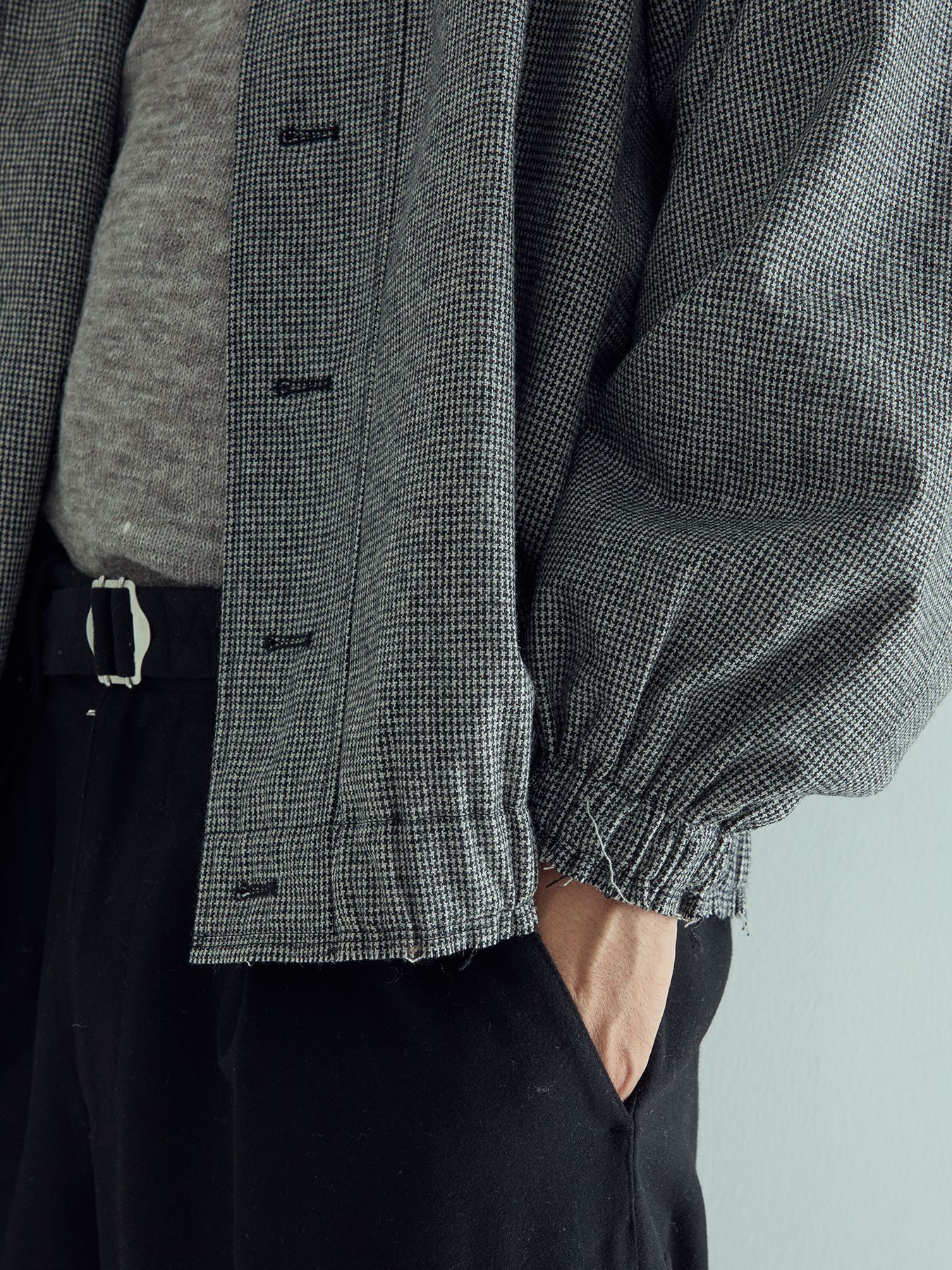 【予約品 】OVALB BLOUSON / ブルゾン / アイボリー×ブラック千鳥（小）
