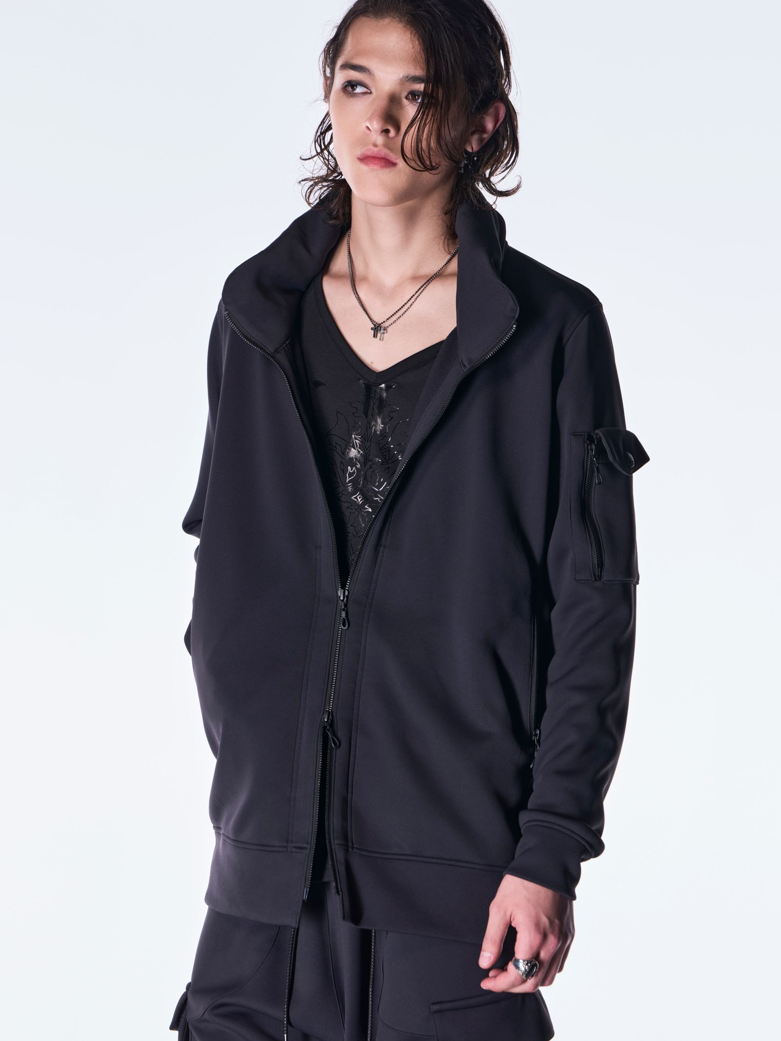 【予約品 6月29日(月) 締切】Double Knit Jersey Stand Collar Blouson / スタンドカラー ブルゾン / ブラック
