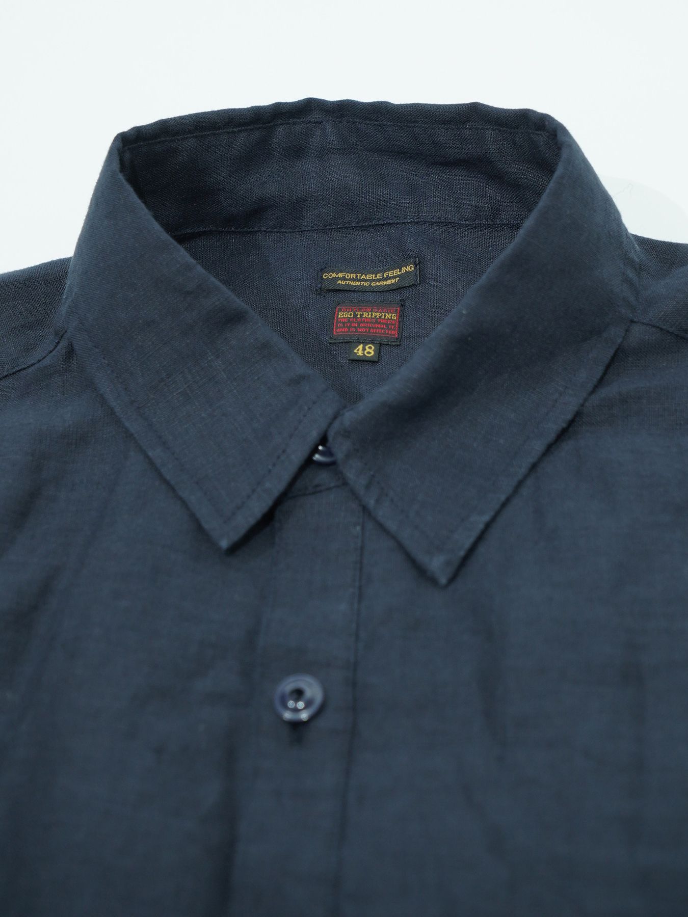 【予約品 2月1日(日) 締切】GATHERLINEN SHIRTS S/S / リネン 半袖シャツ / ネイビー