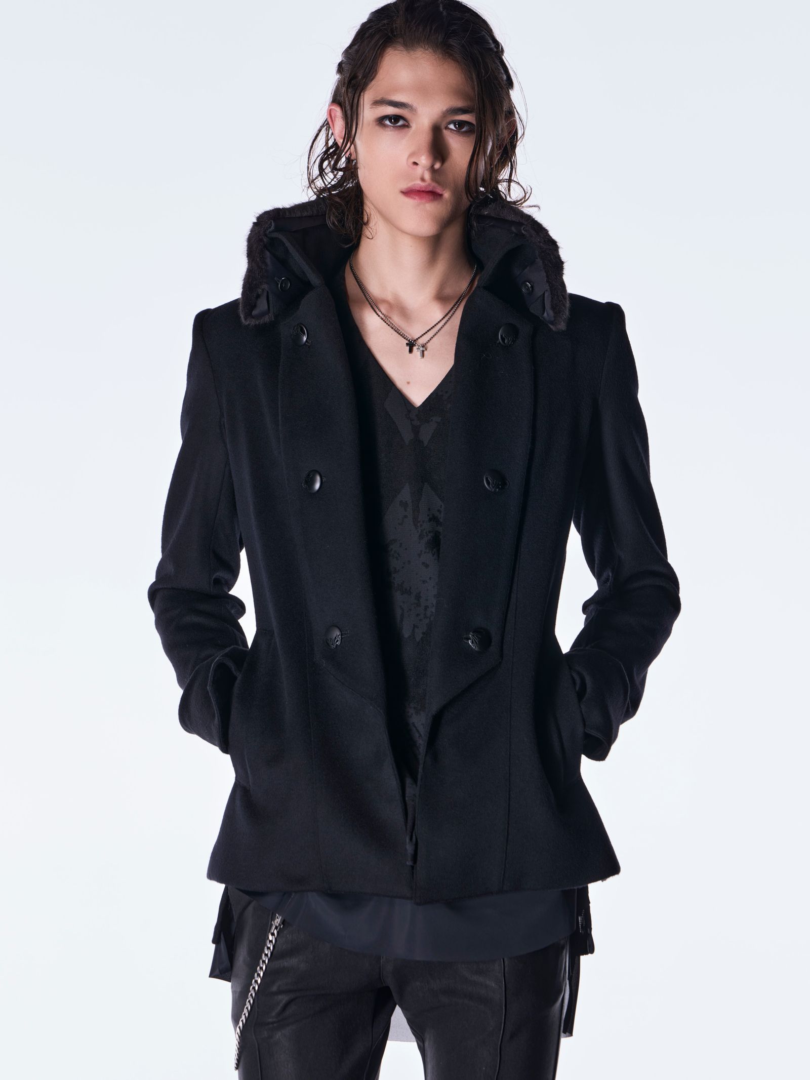 【予約品 6月29日(月) 締切】Beaver Fur Napoleon Jacket / ファー ナポレオンジャケット / ブラック