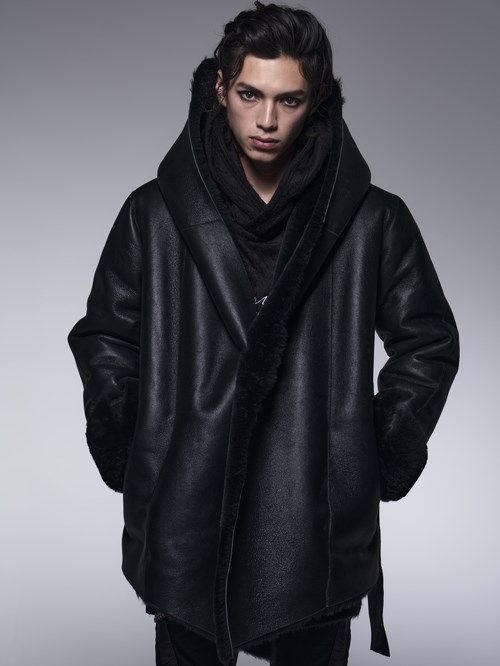 《予約品》 ShawlHoodMoutonCoat / リバーシブルムートンコート / ブラック 【kiryuyrik】 11月以降入荷予定