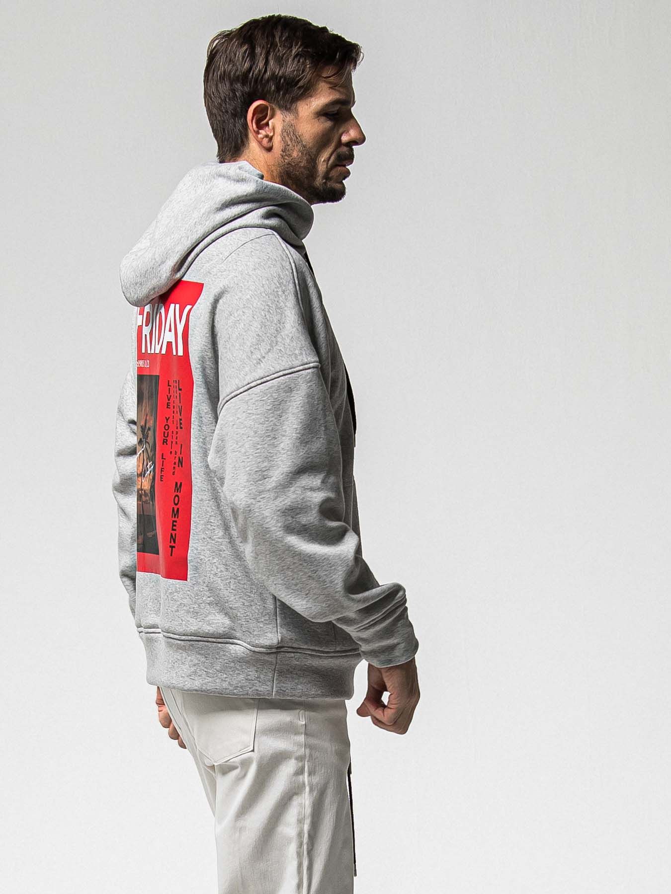 【予約品 8月31日(日) 締切】FRIDAY OLD COVER VEROURS FLEECE HOODIE / FRIDAYコラボ オールドカバー ベロアフリース フーディ / グレー