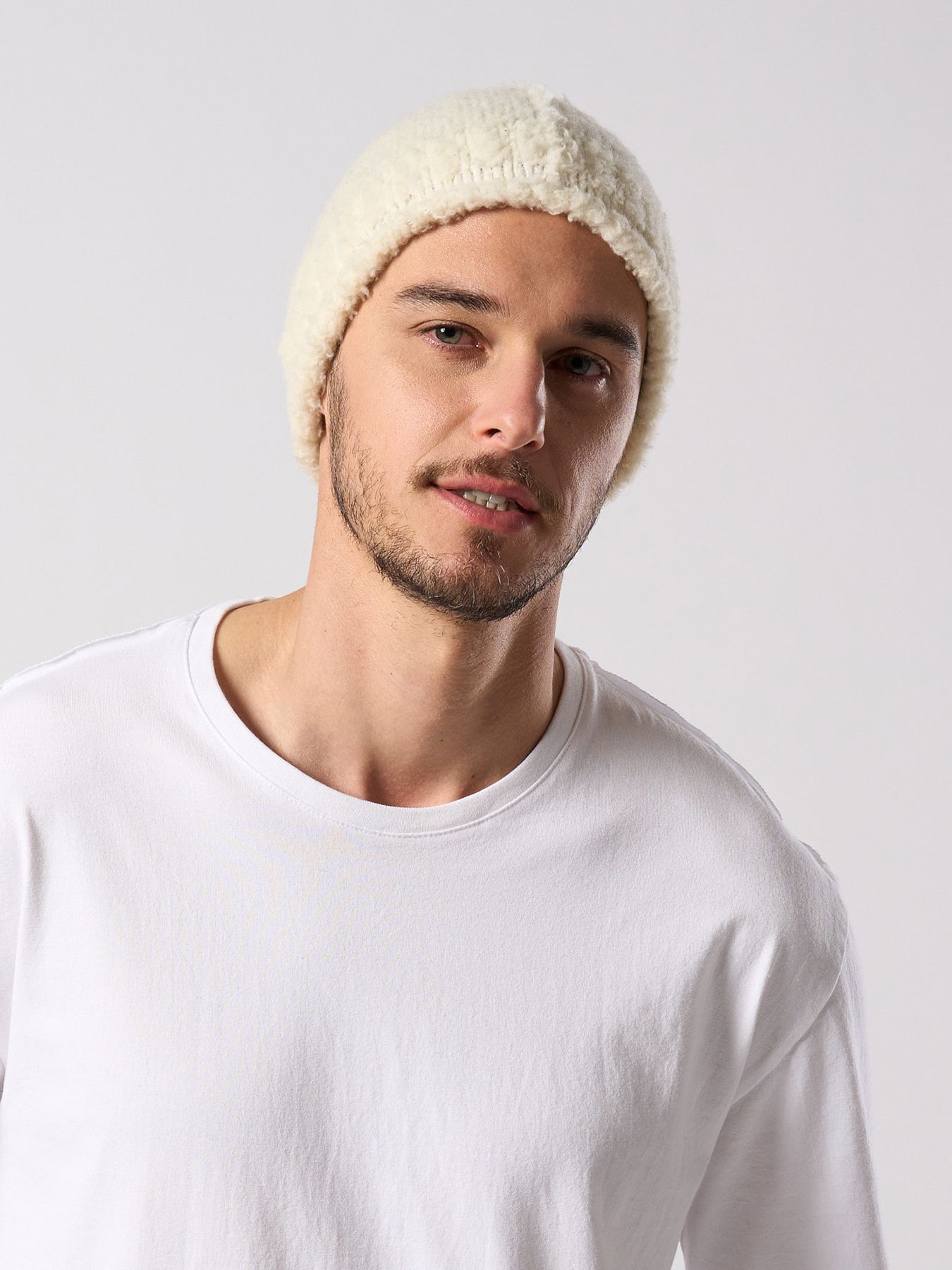 【予約品 4月19日(日) 18時締切】fancy yarn roll beanie / バルーン型ニットキャップ / ホワイト