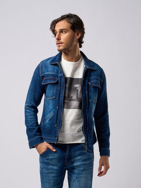 【予約品9月19日 10時締め】 denim jersey zip blouson / ブルゾン / used