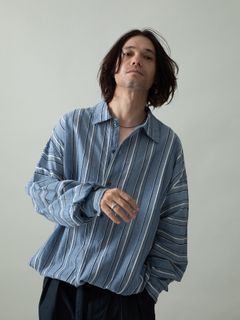 【予約品 2月1日(日) 締切】BORDERPULLOVER / オーバーサイズ プルオーバーシャツ / サックス