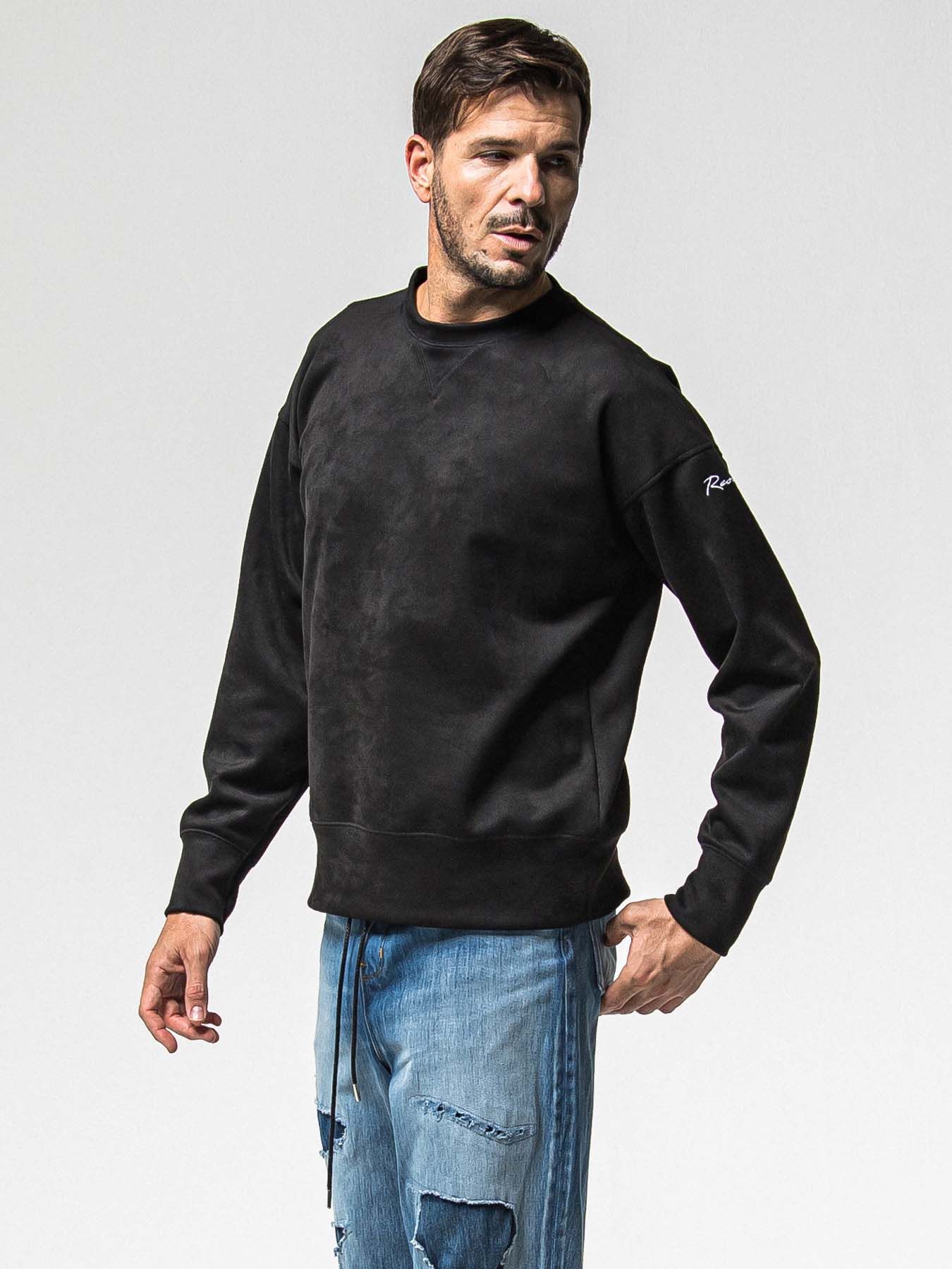 【予約品 8月31日(日) 締切】SUEDE DROP TRAINER / スウェード ドロップショルダートレーナー / ブラック