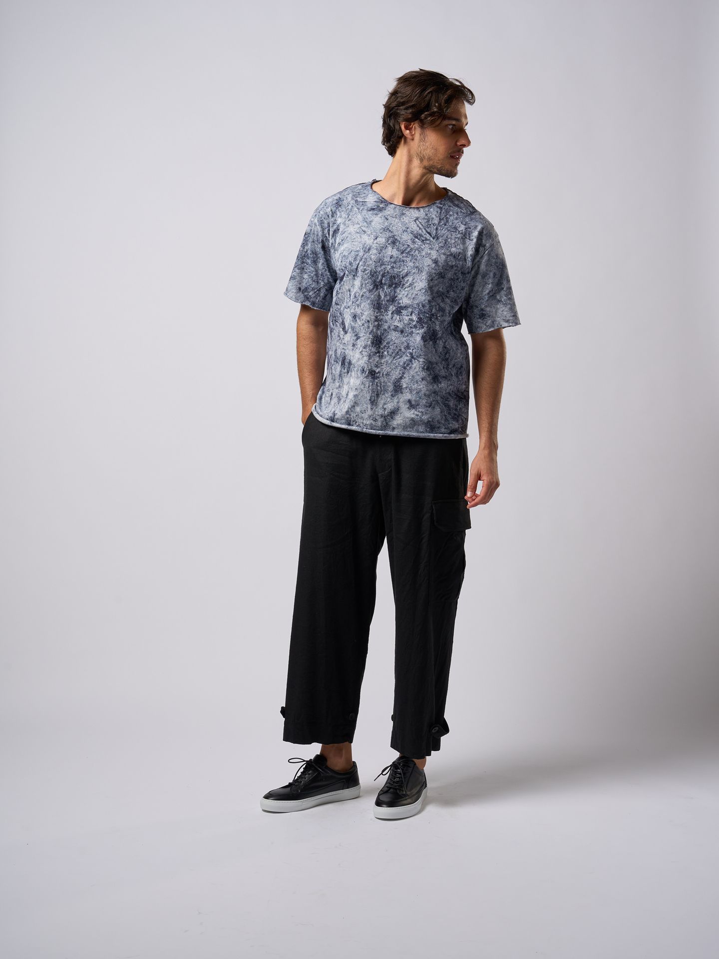 【予約品9月16日 10時締め】 side pocket easy cropped  / イージーパンツ / ブラック