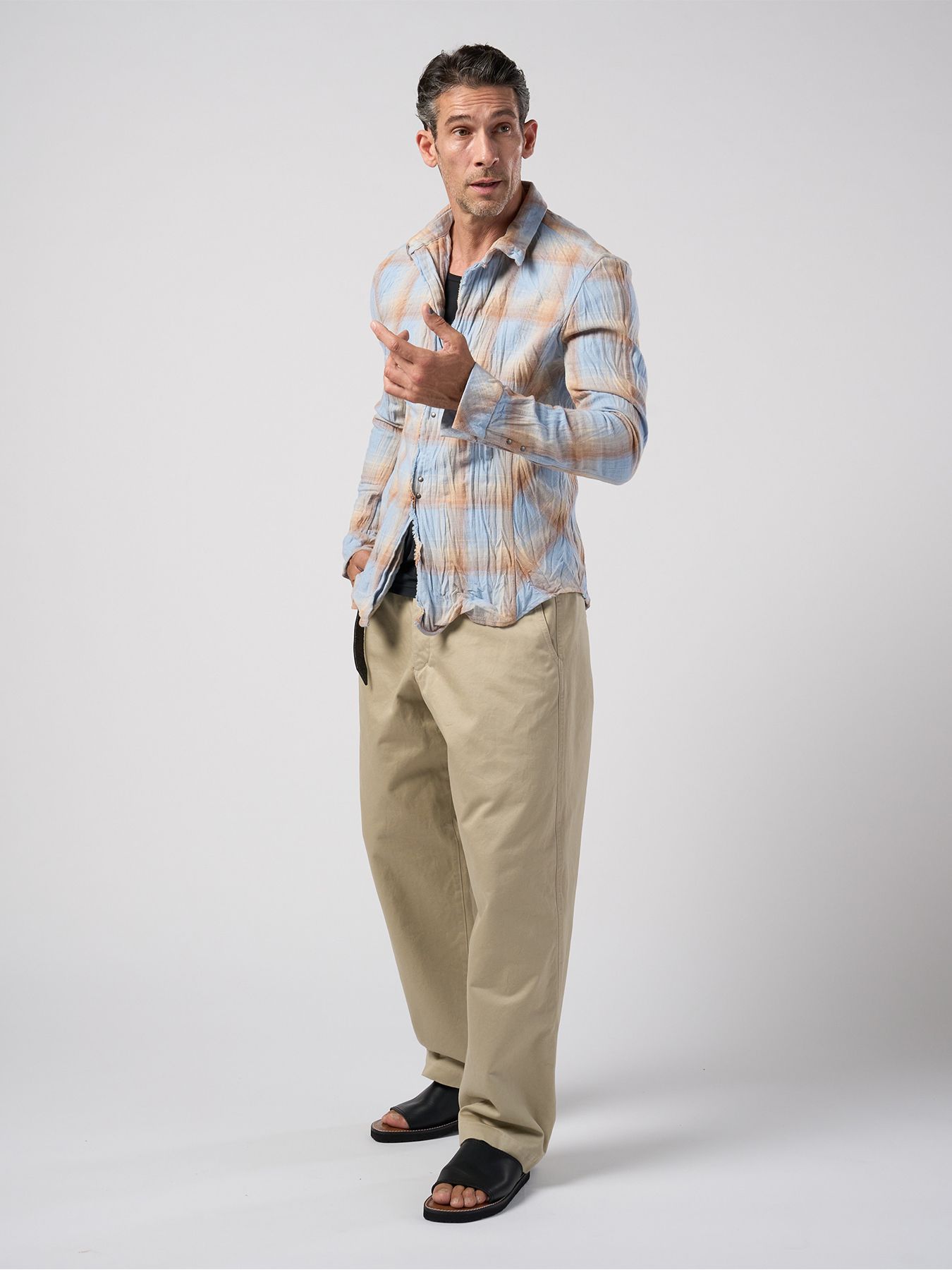 【予約品】2-hook check / ペールトーンチェック 2フックシャツ / ペールブルーチェック