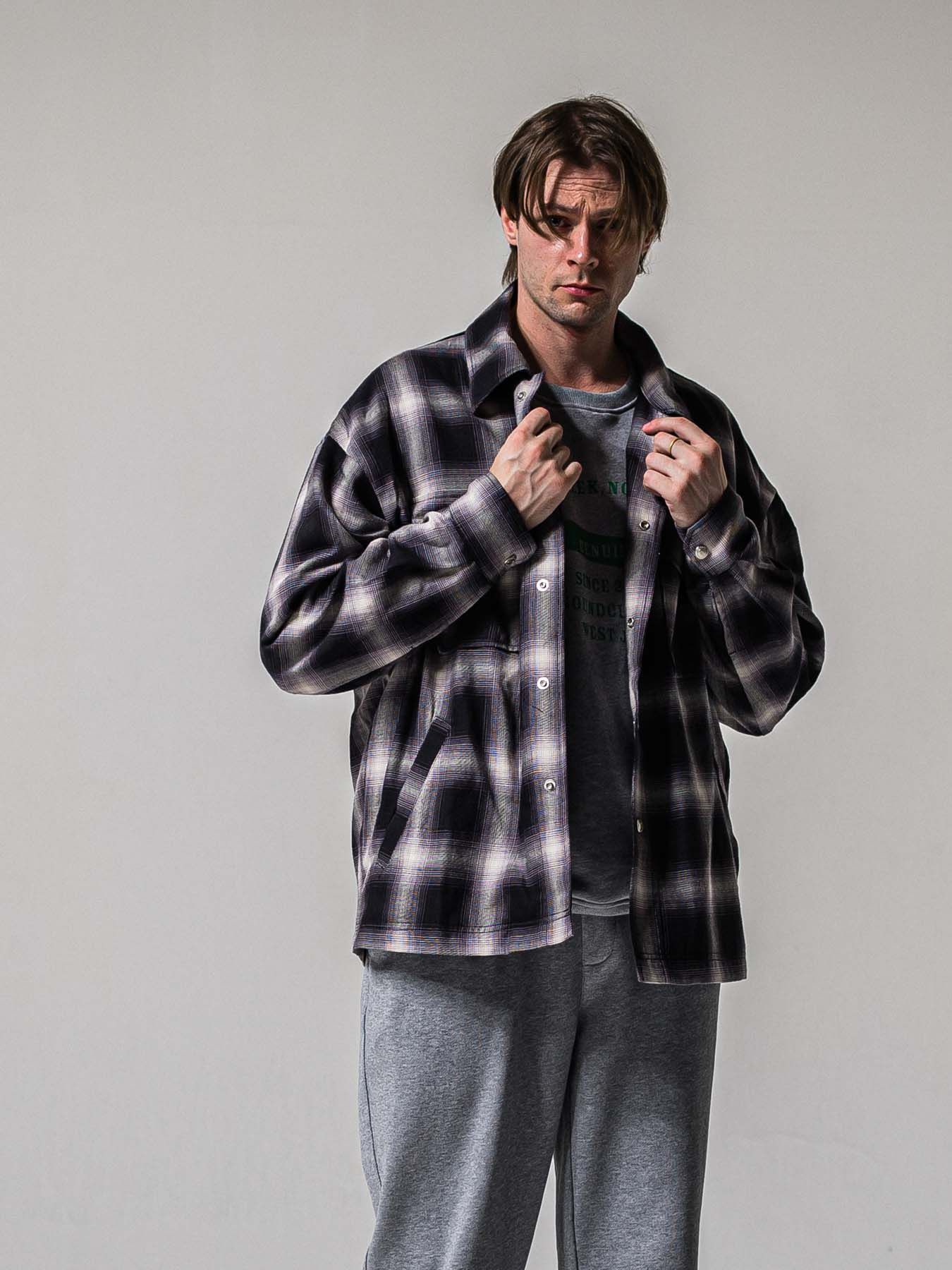 【予約品 11月16日(日) 締切】50s CHECK JK / オンブレチェック シャツジャケット / ブラック