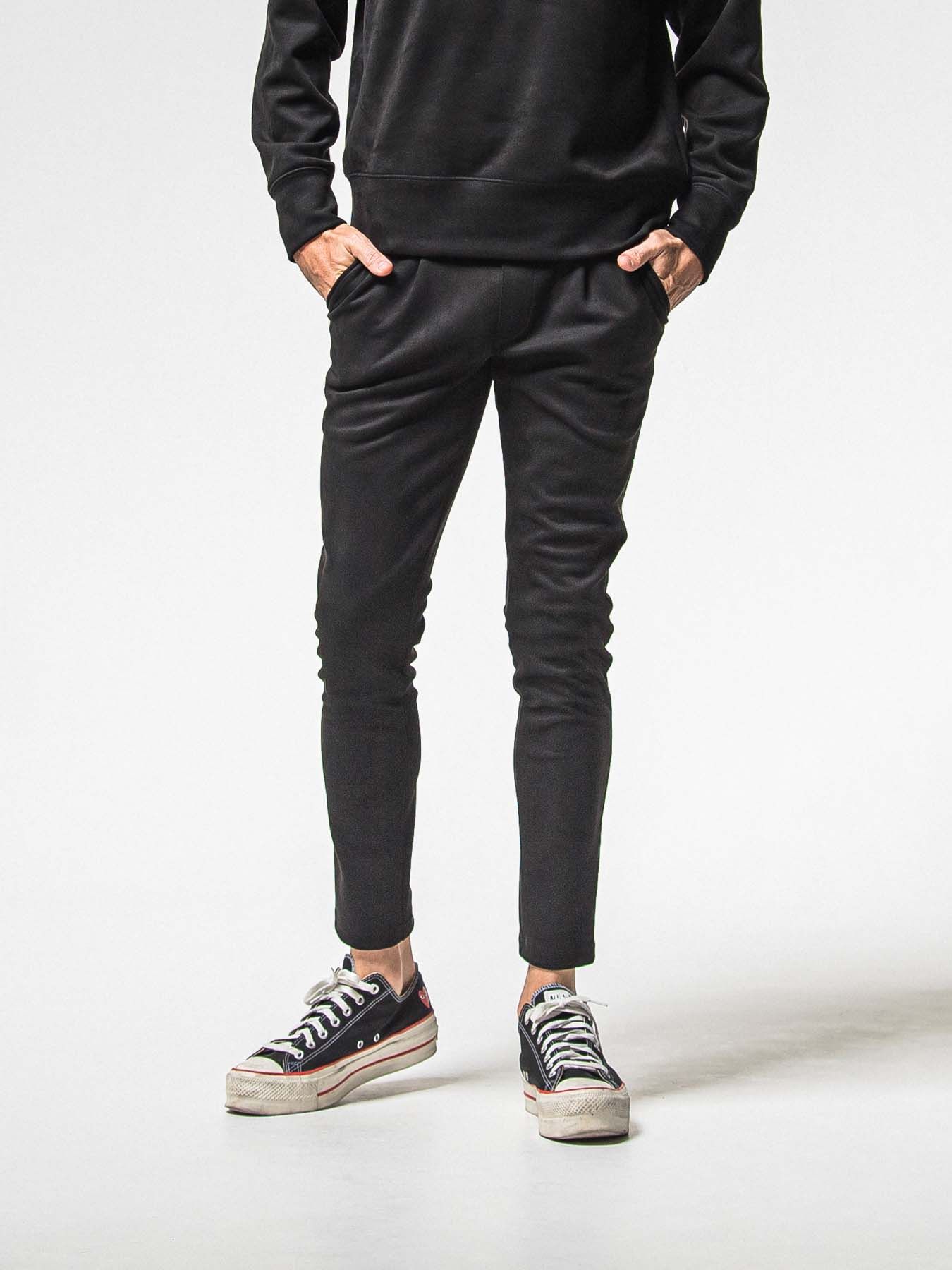 【予約品 8月31日(日) 締切】CHRIS EASY SUEDE TUCK PANTS / クリス イージー スウェードタックパンツ / ブラック