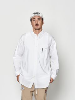 【予約品 10月9日(木) 締切】muta Oversized Band Collar Shirt / バンドカラーシャツ / ホワイト【Acanthus × muta MARINE】