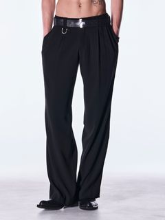 【予約品 6月29日(月) 締切】Back Satin Wide Slacks / ワイドスラックス / ブラック